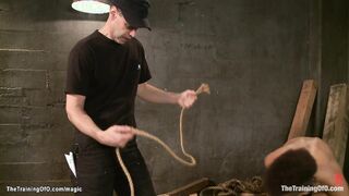 Tall skinny ebony banged at training