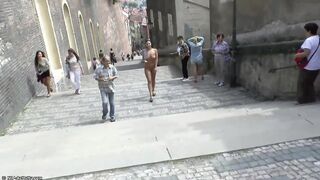 Public nudity in an old European city
