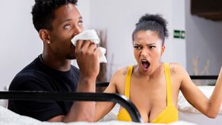 Horny panty sniffer has sex with titty latin in hostel