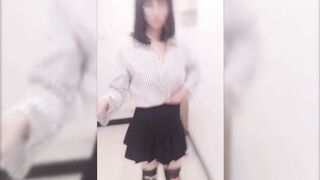 Exhibicionist Asian Ladyboy selfie stick videos flashing her prick on the street