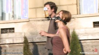 Titty blond Romanian babe public banged