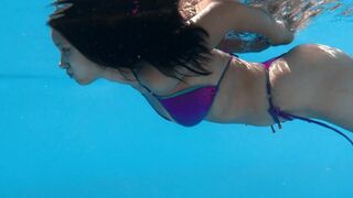 Big ass lazy teen Lia swims naked