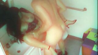 Public whore sucking meat then getting ravaged