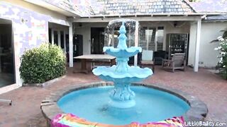 Little Bailey petite bitch sucks off dick