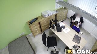 Brunette with giant boobs muff screwed by a fake agent