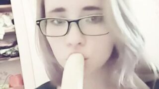 Compilation 18 year old teen sucks a banana, imagining that it is a cock