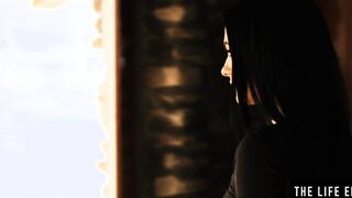 Pale & skinny brunette Sapphira A rubs her wet beaver