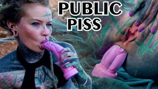 TATTOO teen PUBLIC ASS FUCKING masturbation & PISS - toy pee alternative ASS TO MOUTH gape goth punk alt porn