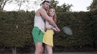 Huge cock horny tennis trainer fucks his new redhead teen schoolgirl