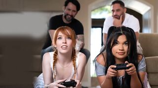 Gaming teen stepdaughters both ravaged by their perverted stepdads