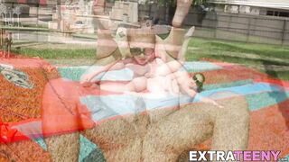 Sexy summer outdoor dick sucking on my parents backyard