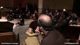 Sexy mixed slave screwed in public