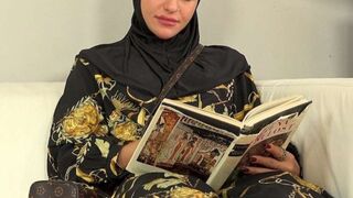 Sweet female in hijab tried on salesman's shaft instead of new clothes