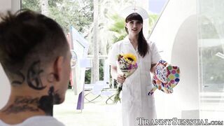 Beautiful tbabe Natalie Mars rides a fat long cock