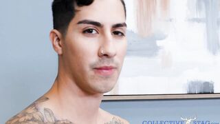 inked dude Kian Kane plays with his ass hole while jerking off