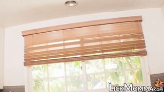 Titty blonde babe seduced by lesbian MILF for pussy licking