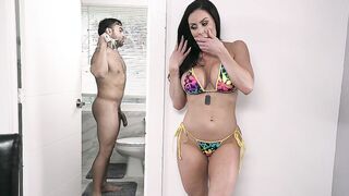Amazing MILF Kendra Lust Voyeurs Big Cock in Bathroom & then fucks it