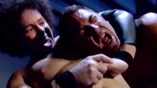 Trainer Luca Ciccone joins in a sexy steamy trio tormenting with a twink sub