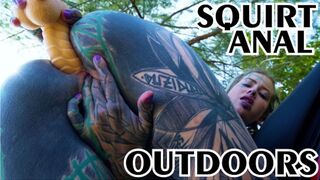 Alternative teen ASS PUMPING masturbation IN PUBLIC, naughty babe SQUIRT outdoors, goth, ass pumping gape, tattoo