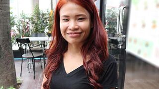 Redhead Asian babe Miao is taking big one doggystyle
