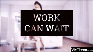 Cute lesbian welcomes her lover home by massaging her & eating her hot twat