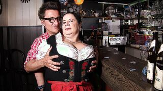 Busty German waitress having fun with the beerfesten