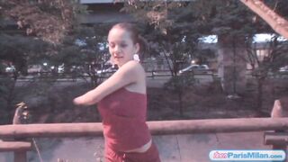 Big Titted teen jiggles big tits