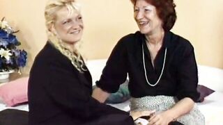 Lesbian Old Woman Fucks Titty Blonde MILF With Strapon