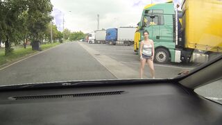 Real SLUT Picked up Between Trucks & Get Paid for Sex