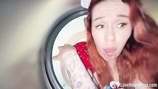 Horny Babe Trapped in Washer Takes My Fat Prick Deep