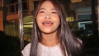 Charming Thai teen amateur picked up by two horny white guys