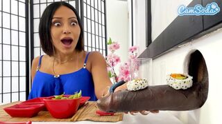 Big Tit Stepmoms in Sushi Glory Hole BBC Blowjob