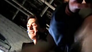 Short haired cutie seduced by two guys before passionate BJ