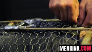 Max Ferro cage fucks bald virgin sub Joseph Banks with no mercy