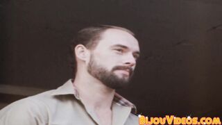 Classic homosexual studs booty bang hard in a wild 3some