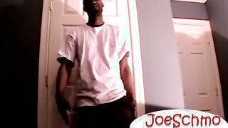 Hunky Gentleman strokes his long fat ebony cock until he cums a lot of juicy l