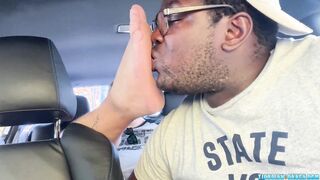 TicklishChubs: monster cock Aaron eagerly worships chubby Matts feet in the car