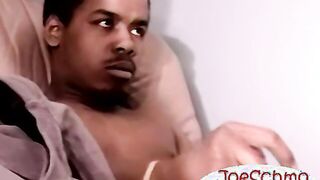Ebony amateur dude shoots off fat cum by stroking his black dick