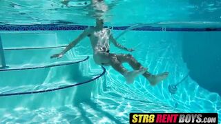 Sexy pool swimming & prick wanking with slim twink