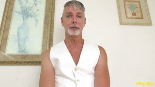 ManPuppy: DILF Richard Lennox grabs huge dick to wank in his apartment after club