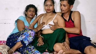 Sexy Indian Housewife In Threesome Sex With Her Stepsis & Hubby