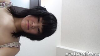 Asian teen films herself farting in lingerie solo