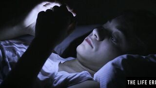 Naughty Sima B uses a handheld light to fuck her twat