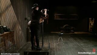 Redhead with neck trapped in device