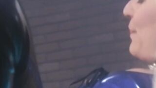 Sub babe with a mask orally pleasures her dominas beaver